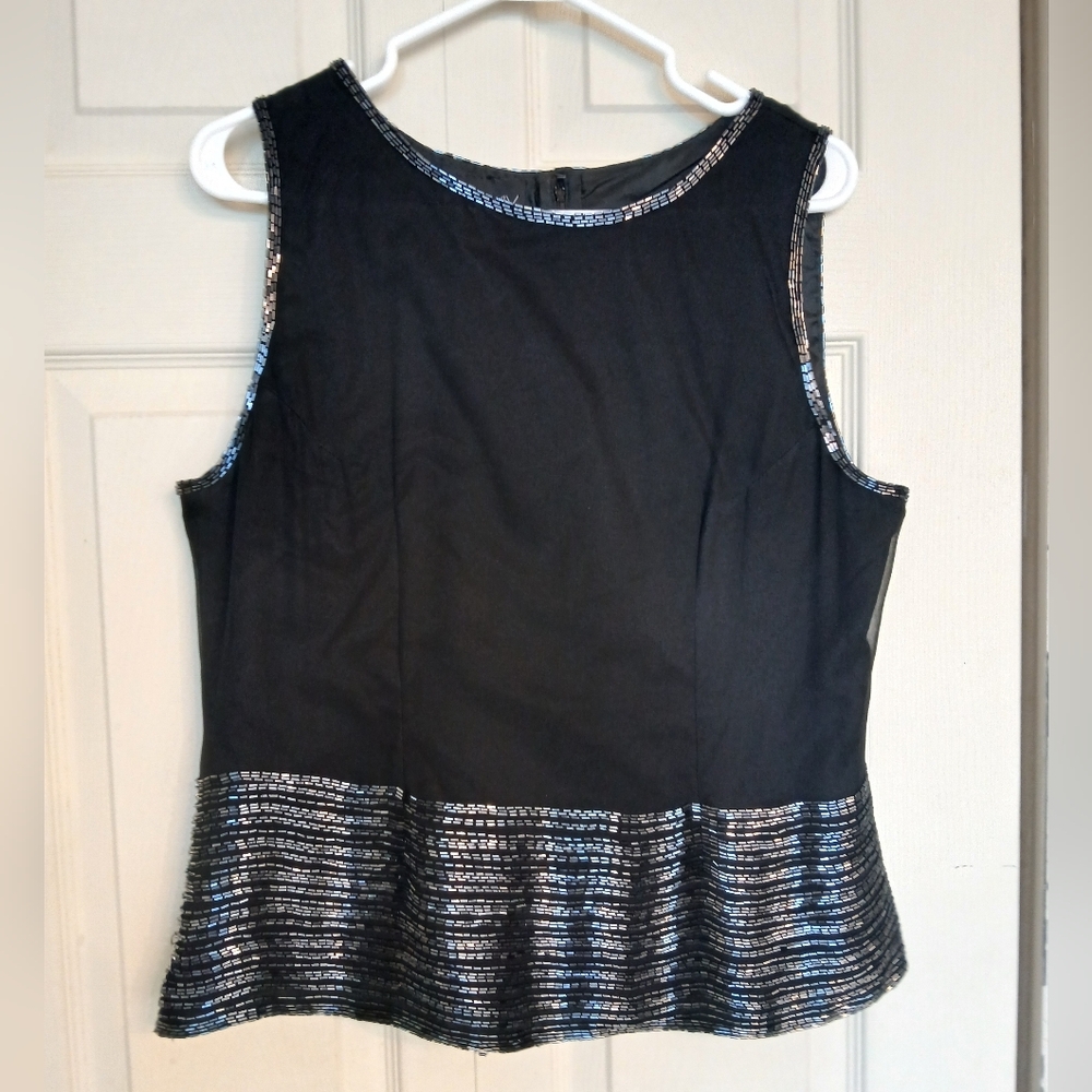 AFTER SIX BY RONALD JOYCE Vintage Gorgeous Black Formal Sequined Blouse, Size 12